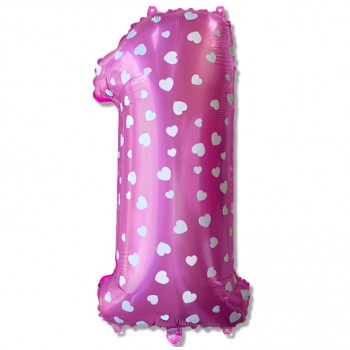 Balon cyfra różowa "1" 75 cm Balon cyfra różowa "1" 75 cm