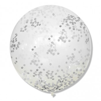 Balon przeźroczysty 90 cm / konfetti papierowe szare/srebrne 25 szt. Balon przeźroczysty 90 cm / konfetti papierowe szare/srebrne 25 szt.