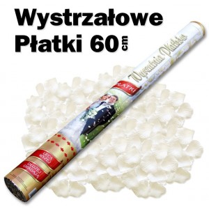Wystrzałowe konfetti / wyrzutnia płatków 60 cm (ecru)