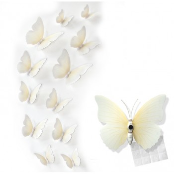 Motylki 3D /12 szt. białe/ecru