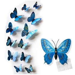 Motylki 3D PCV /12 szt. niebieskie wzory