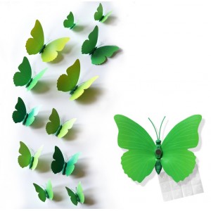 Motylki 3D PCV /12 szt. zielone