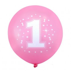 Balon urodzinowy konfetti / "1" różowy 100 szt.
