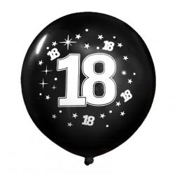 Balon urodzinowy / "18" czarny 100 szt.