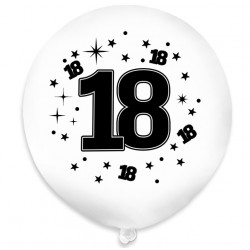 Balon urodzinowy / "18" biały 100 szt.