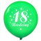 Balon urodzinowy NAPIS / "18" zielony 100 szt.