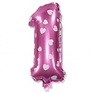 Balon cyfra różowa "1" 40 cm