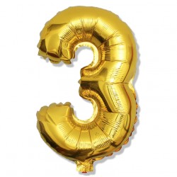 Balon cyfra złota "3" 40 cm
