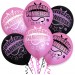 Balon Wieczór Panieński / perłowy, rogi, czarny, różowy nadruk