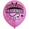 Balon Wieczór Panieński / perłowy, rogi, różowy, czarny nadruk