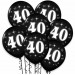 Balon urodzinowy / "40" metaliczny czarny 100 szt.