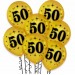 Balon urodzinowy / "50" metaliczny złoty 100 szt.