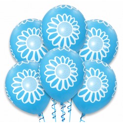 Balon niebieski / białe kwiatki 100 szt.