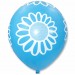 Balon niebieski / białe kwiatki 100 szt.