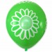 Balon zielony / białe kwiatki 100 szt.