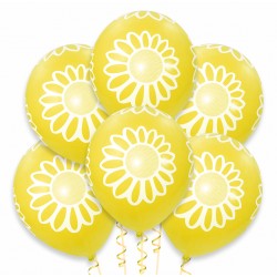 Balon żółty / białe kwiatki 100 szt.