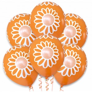 Balon pomarańczowy / białe kwiatki 100 szt.