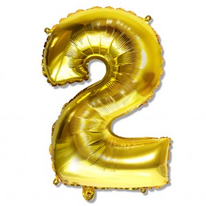 Balon cyfra złota "2" 75 cm