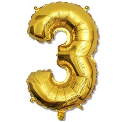 Balon cyfra złota "3" 75 cm
