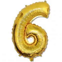 Balon cyfra złota "6" 75 cm