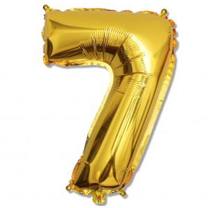 Balon cyfra złota "7" 75 cm