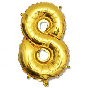 Balon cyfra złota "8" 75 cm
