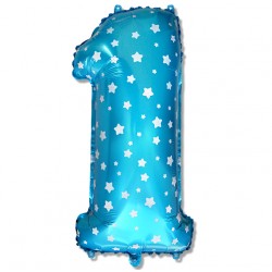Balon cyfra niebieska "1" 75 cm