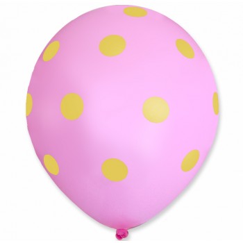 Balon różowy / żółte kropy 100 szt.