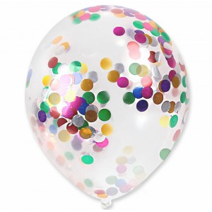 Balon przeźroczysty / konfetti kolorowe 100 szt.