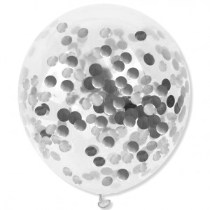 Balon przeźroczysty / konfetti srebrne metaliczne 100 szt.