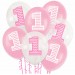 Balon urodzinowy przeźroczysty / "1" różowa 100 szt.