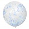 Balon przeźroczysty 90 cm / konfetti pastelowe niebieskie  25 szt.