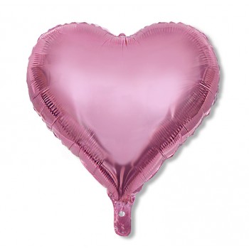 Balon serce 60 cm / foliowy / metaliczny róż