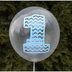 Balon urodzinowy przeźroczysty / "1" niebieska 100 szt.