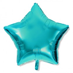Balon gwiazdka 25 cm / foliowy / niebieski Tiffany