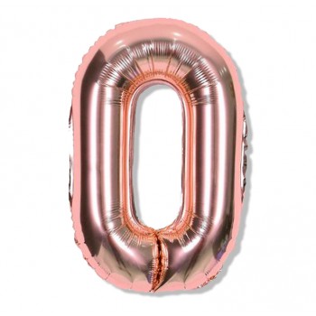 Balon cyfra różowe złoto "0" 40 cm