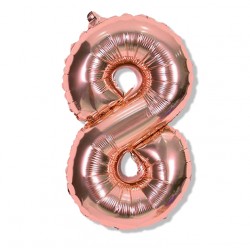 Balon cyfra różowe złoto "8" 40 cm