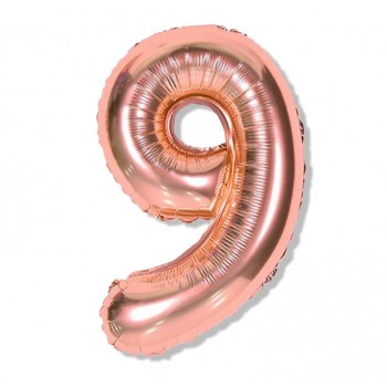 Balon cyfra różowe złoto "9" 40 cm