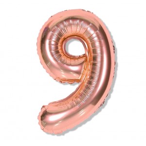 Balon cyfra różowe złoto "9" 40 cm