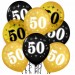 Balon urodzinowy / "50" metaliczny złoty 100 szt.