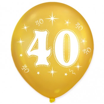 Balon urodzinowy / "40" metaliczny złoty 100 szt.