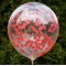 Balon przeźroczysty / konfetti czerwone serca 100 szt.