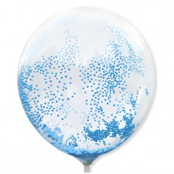 Balon przeźroczysty / piankowe kuleczki j. niebieskie 100 szt.