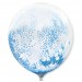 Balon przeźroczysty / konfetti niebieskie 100 szt.