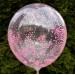 Balon przeźroczysty / piankowe kuleczki j. różowe 100 szt.