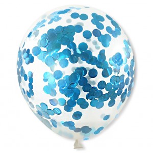 Balon przeźroczysty / konfetti metaliczne j. niebieskie 100 szt.