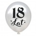 Balon urodzinowy / "18 lat" metaliczny biały 100 szt.