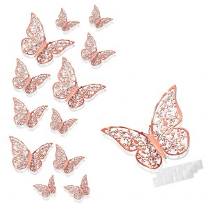 Motylki 3D /12 szt. rose gold/ różowe złoto/ /metaliczne