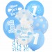 Balon dekoracyjny, biały / chmurki - niebieske 100 szt.