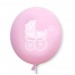 Balon różowy / biały wózeczek